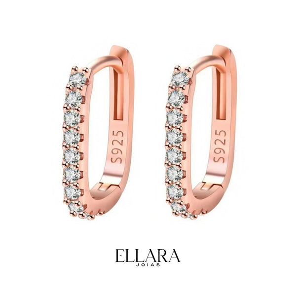 Brinco Tirana em Prata 925 Banhado em Ouro 18k Rosé