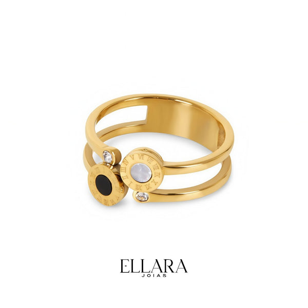Anel Reflexo Duplo Banhado em Ouro 18K