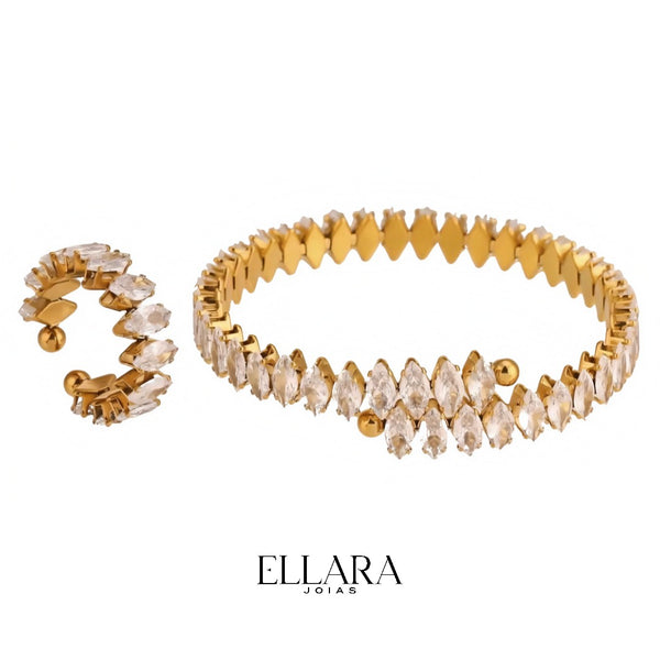 Conjunto Segredo (Bracelete e Anel) Banhado em Ouro 18k