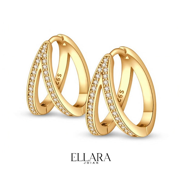 Brinco Munique em Prata 925 Banho PVD em Ouro 18k