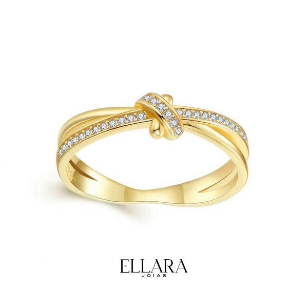 Anel Bologna em Prata 925 Banhado em Ouro 18k