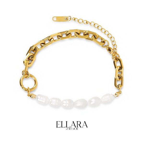 Pulseira Mix com Pérola Banhado em Ouro 18k