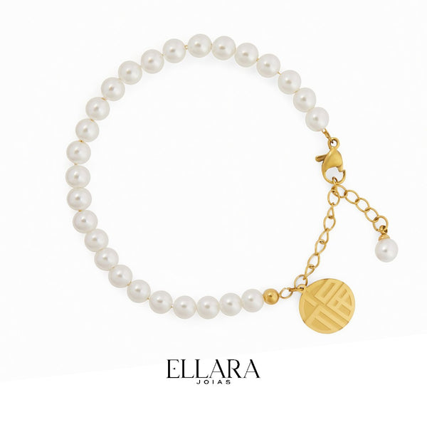 Pulseira de Pérolas Banhada em Ouro 18K