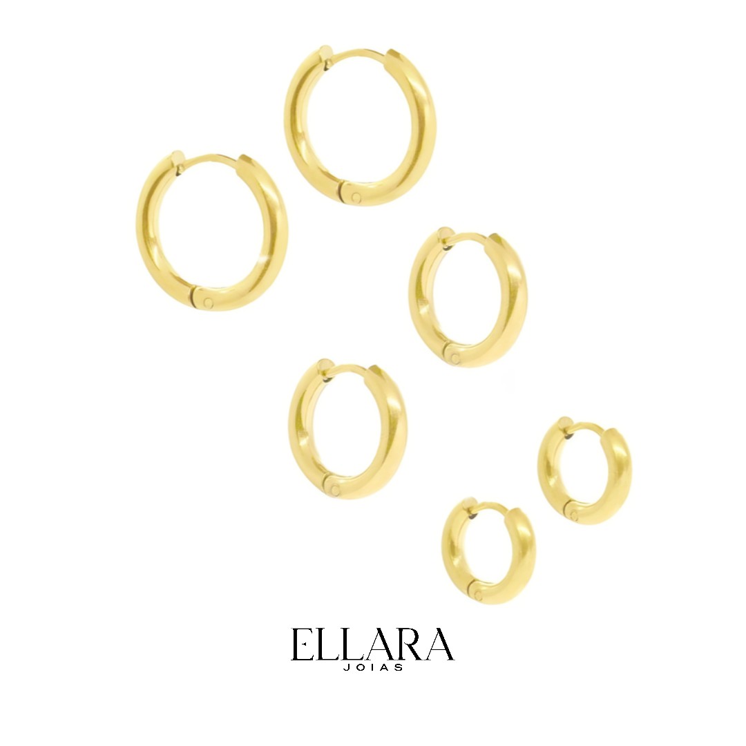 Trio de Argolas Banhado em Ouro 18K